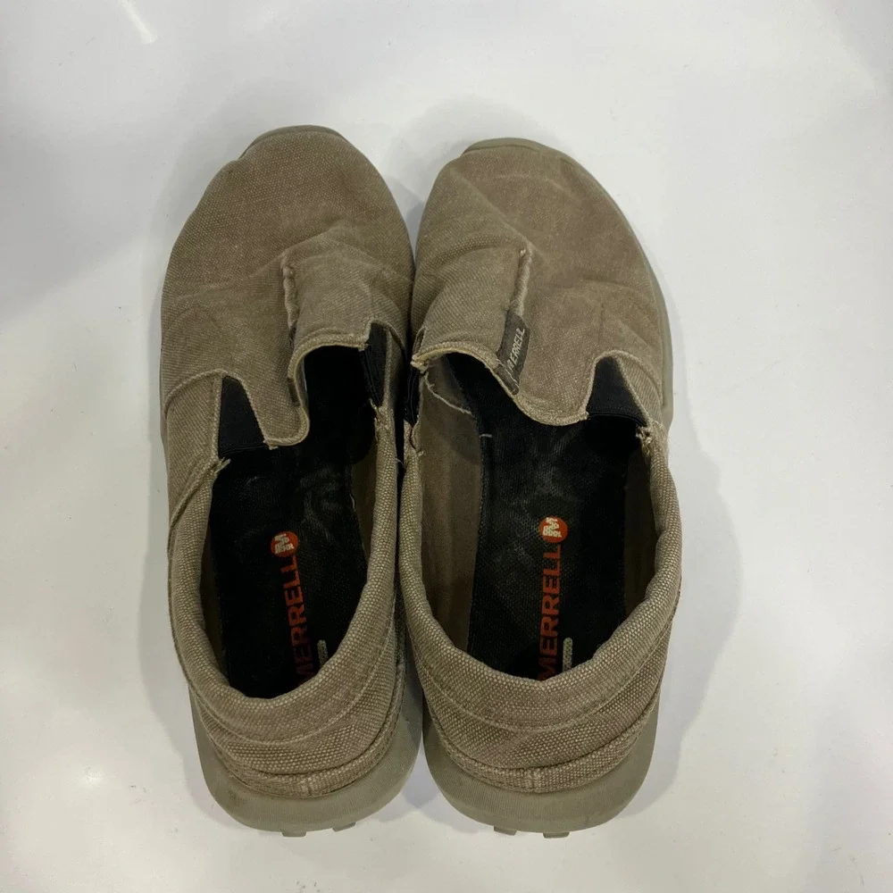 Merrell jungle‎ Ayer's moccasins tan canvas men's size 10 casual walking Neutral